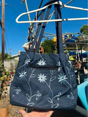 Vintage denim blue flower bag